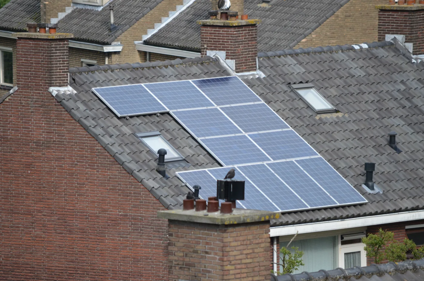 Voorbeeld van zonnepanelen op een Nederlands pannendak